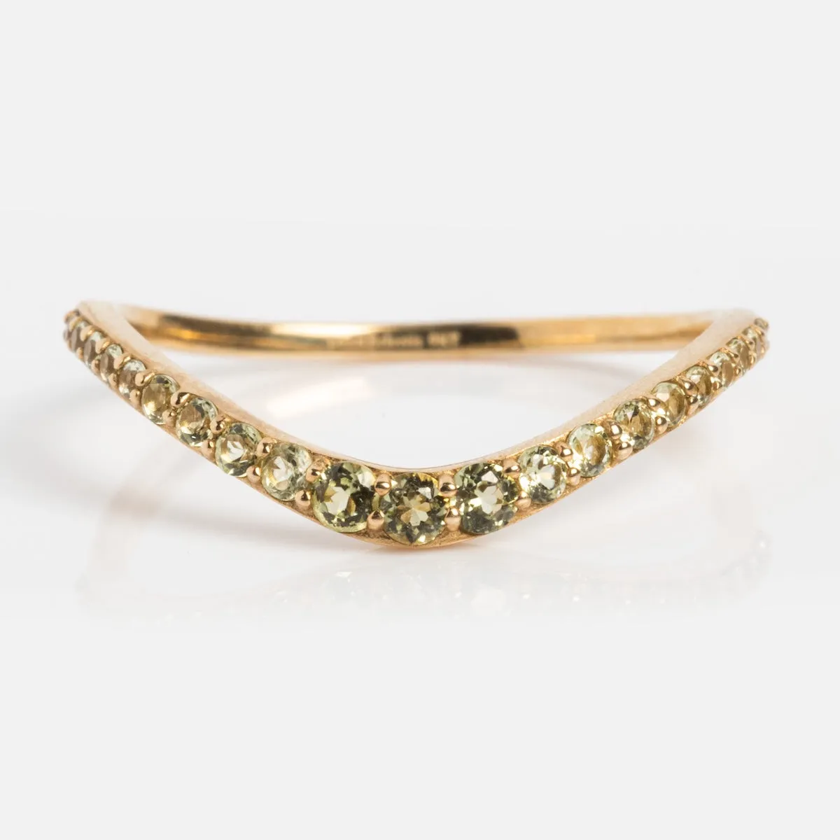 Solid Gold 2025 August Capsule Curved Peridot Stacking Ring