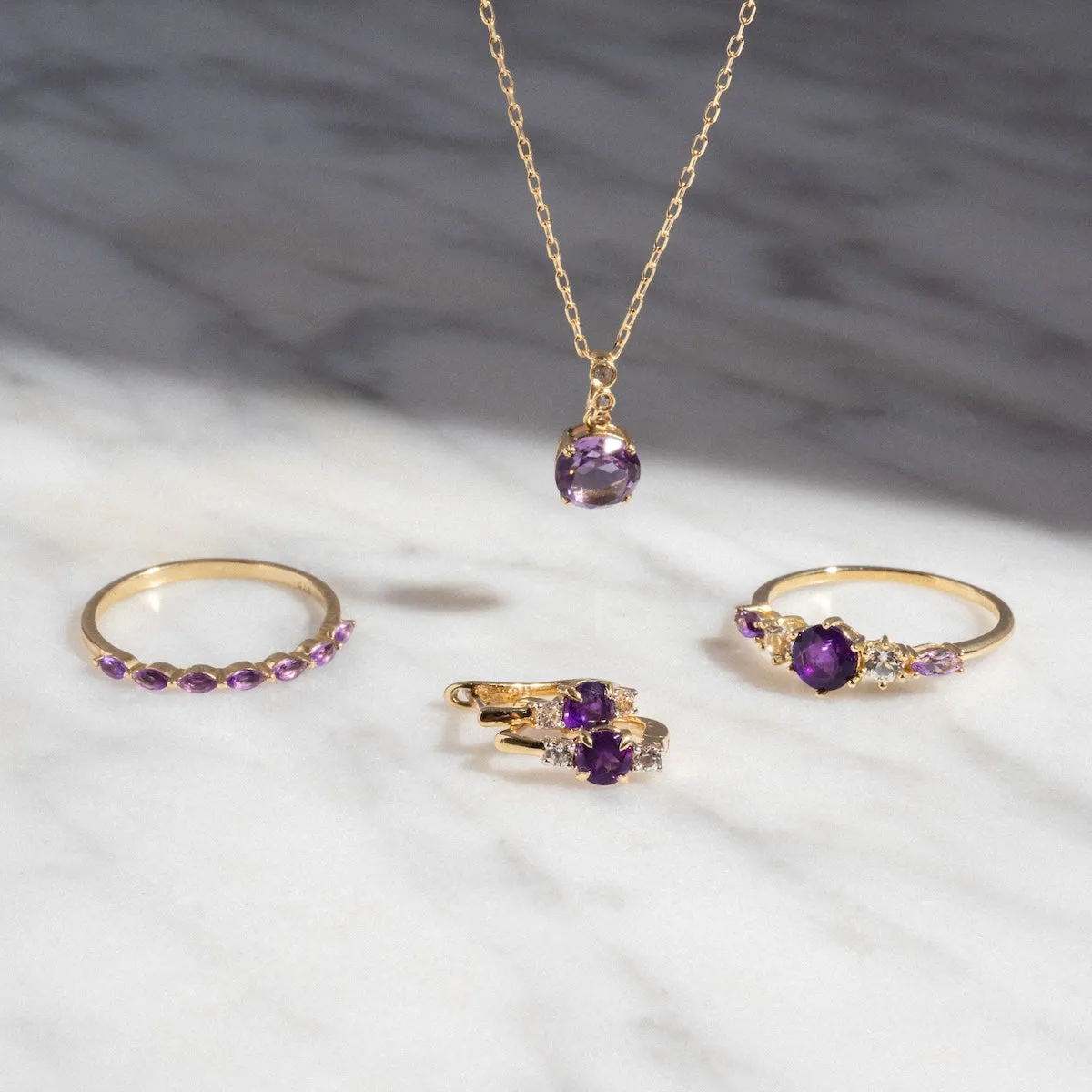 Solid Gold 2025 February Capsule Delicate Amethyst Stacking Ring