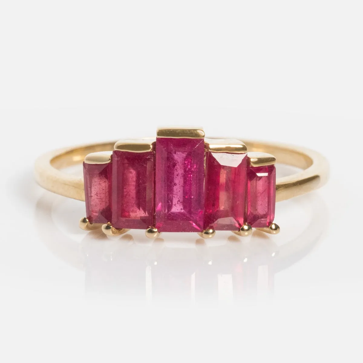Solid Gold 2025 July Capsule Art Deco Ruby Statement Ring