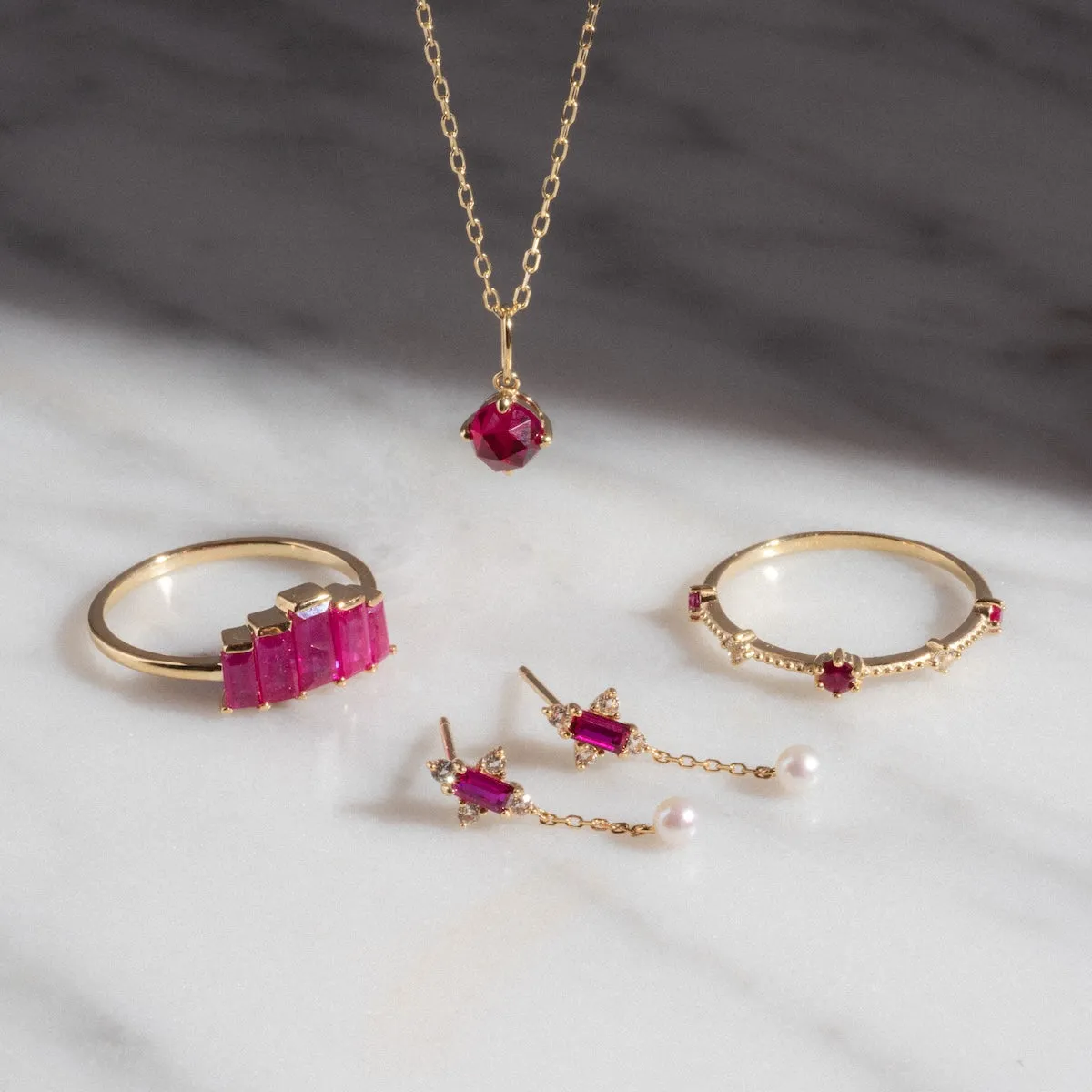 Solid Gold 2025 July Capsule Delicate Ruby Stacking Ring