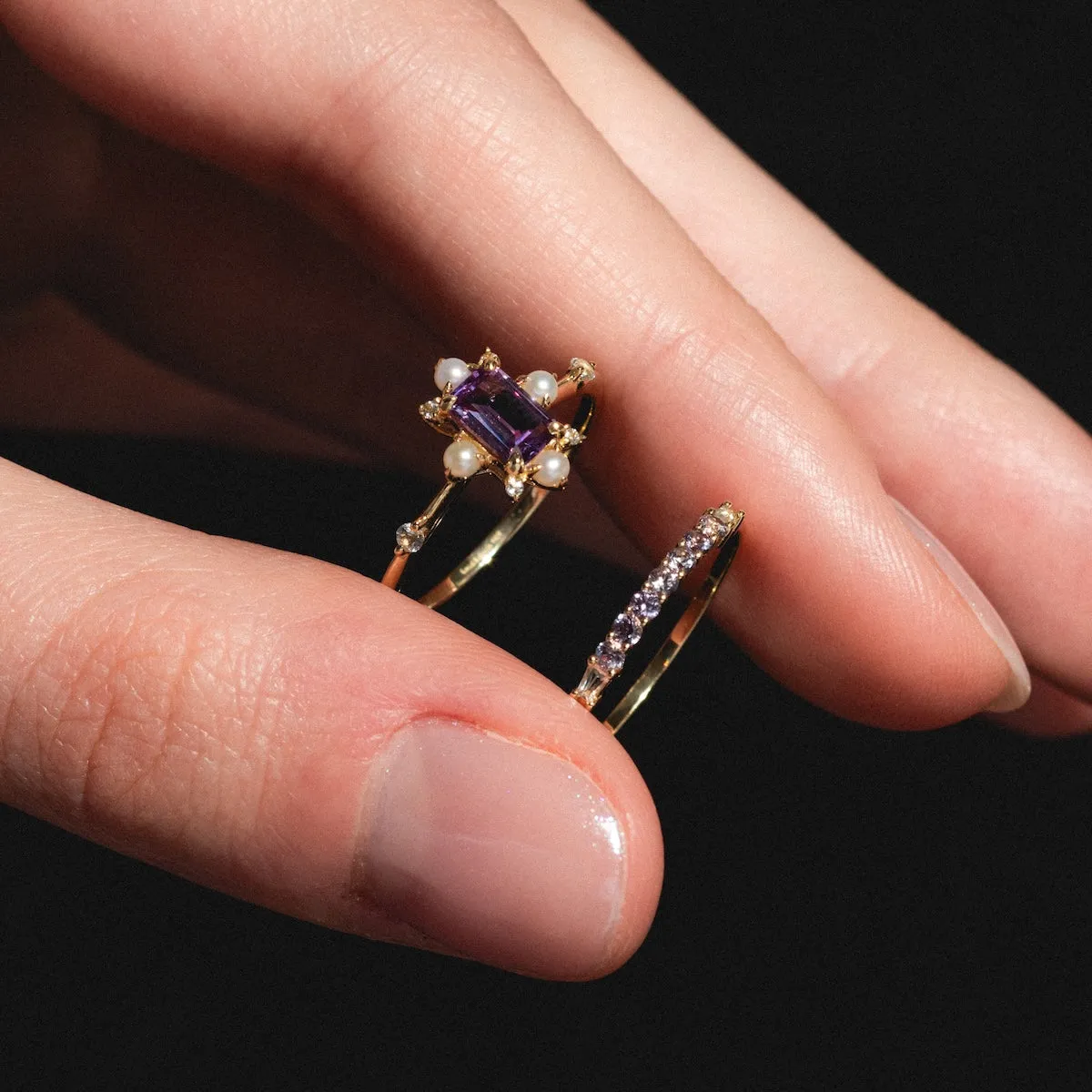 Solid Gold 2025 June Capsule Delicate Alexandrite Stacking Ring