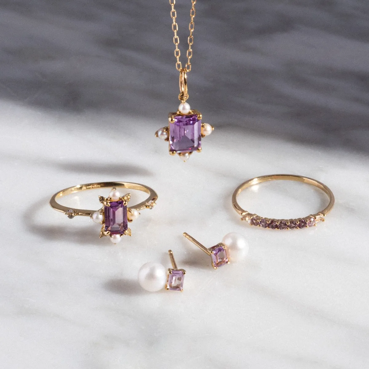 Solid Gold 2025 June Capsule Delicate Alexandrite Stacking Ring