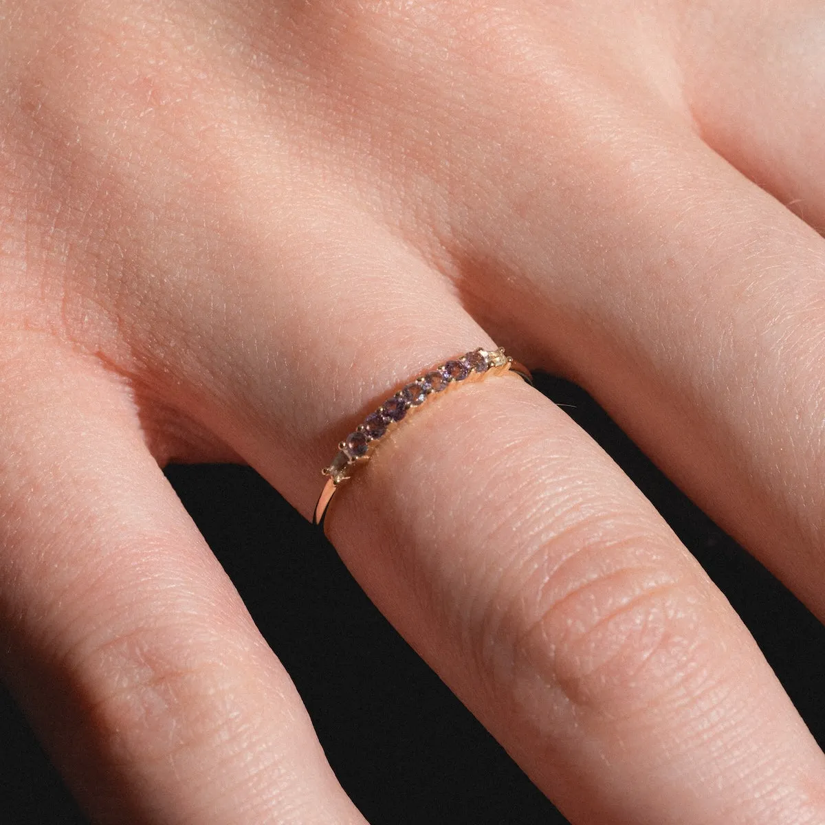 Solid Gold 2025 June Capsule Delicate Alexandrite Stacking Ring