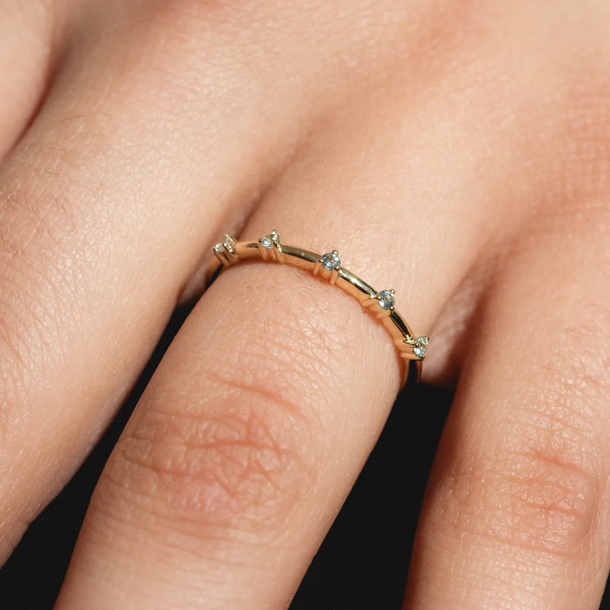 Solid Gold 2025 March Capsule Delicate Aquamarine Stacking Ring