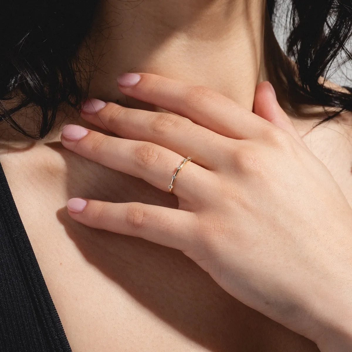 Solid Gold 2025 March Capsule Delicate Aquamarine Stacking Ring