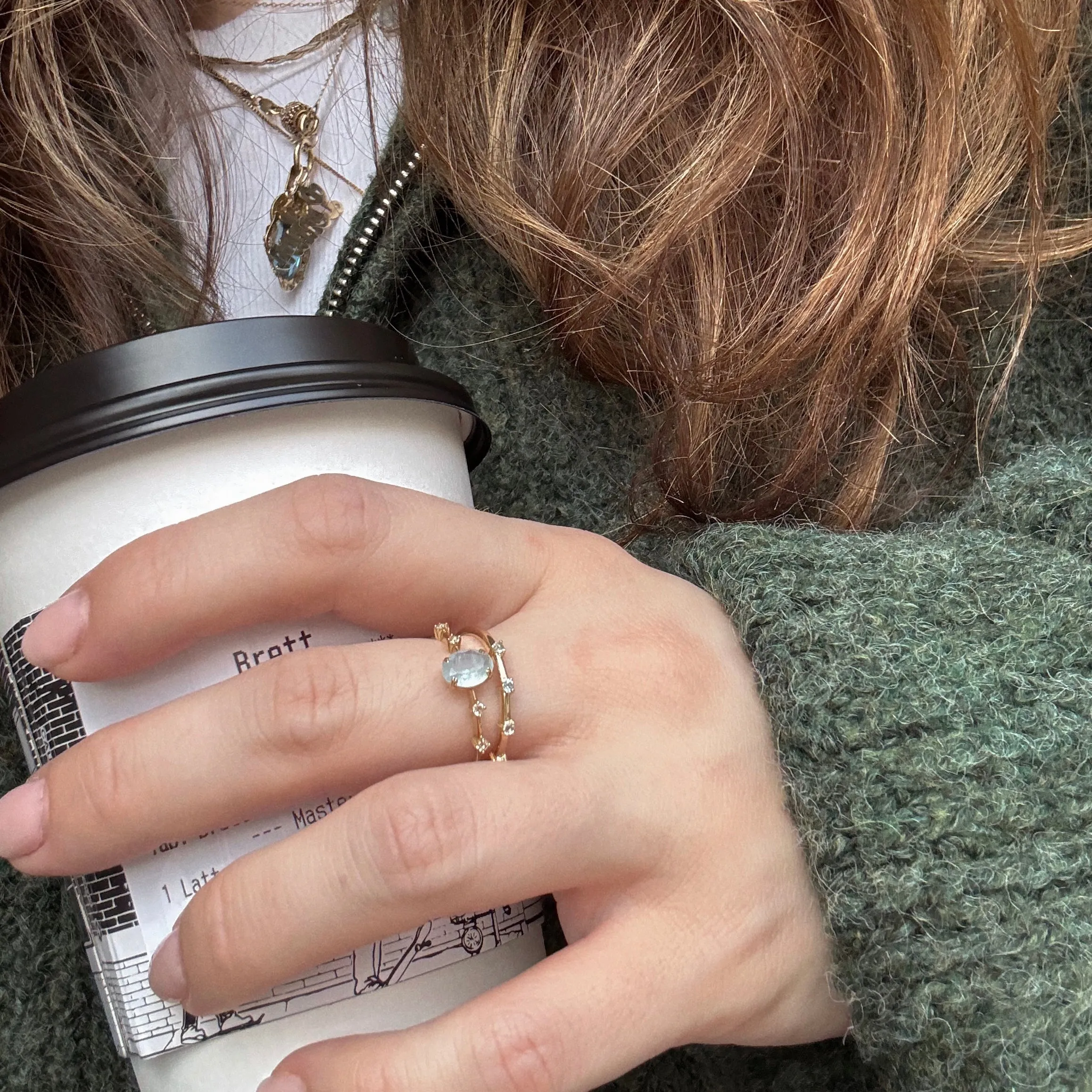 Solid Gold 2025 March Capsule Delicate Aquamarine Stacking Ring