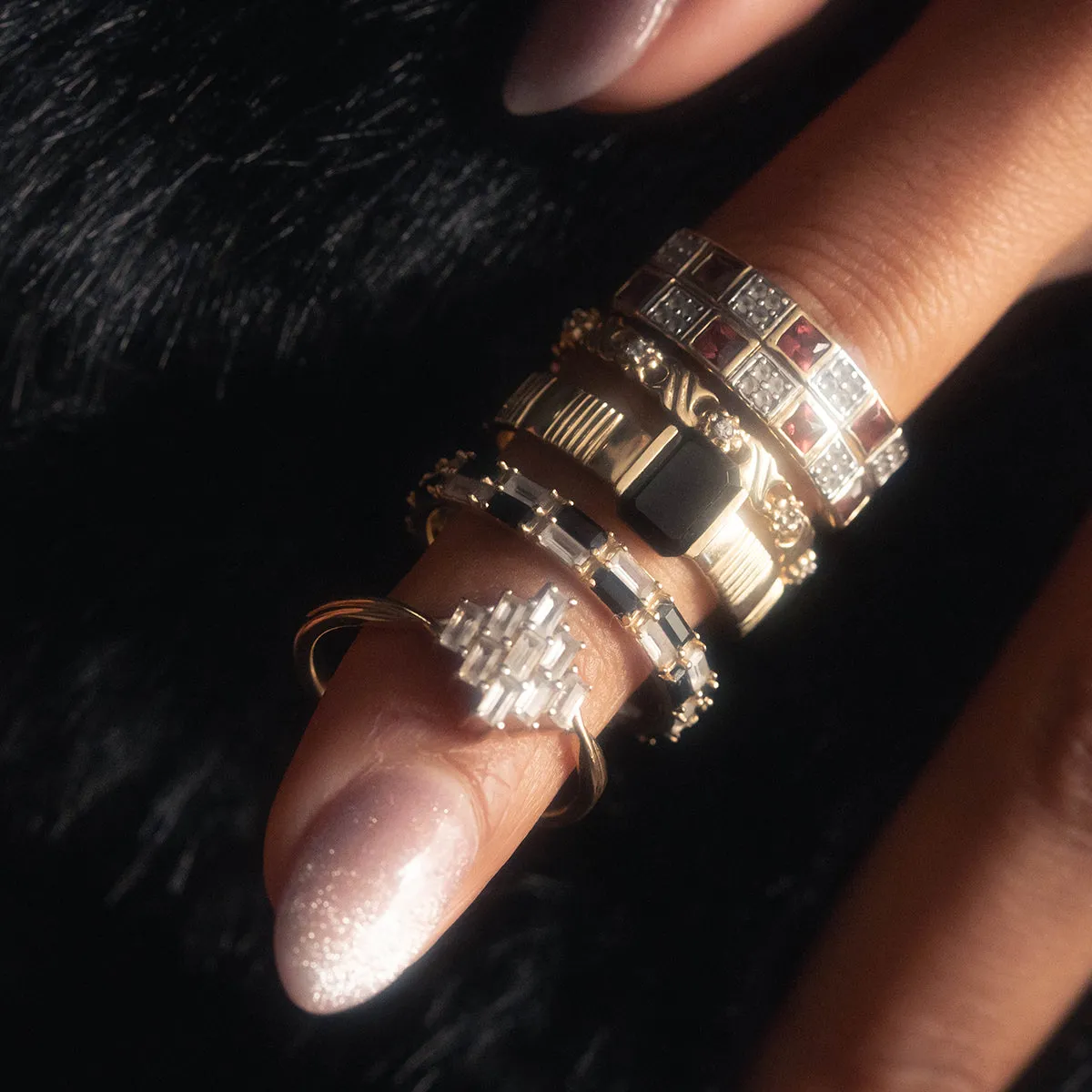 Solid Gold Black and White Checkerboard Band