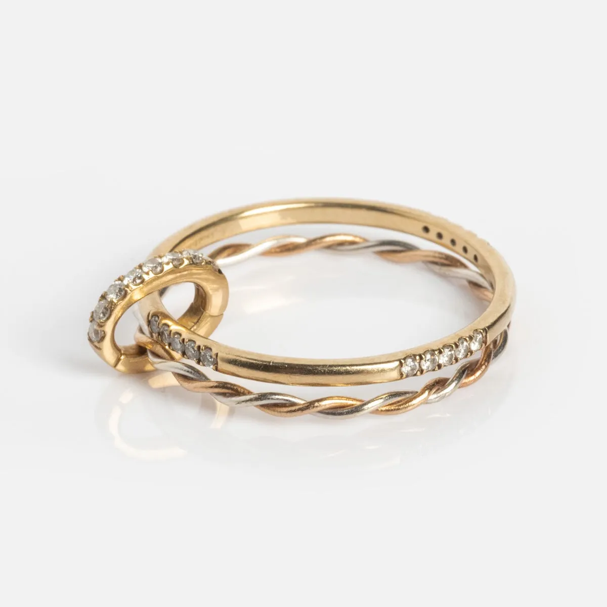 Solid Gold Dainty Diamond Stacking Ring
