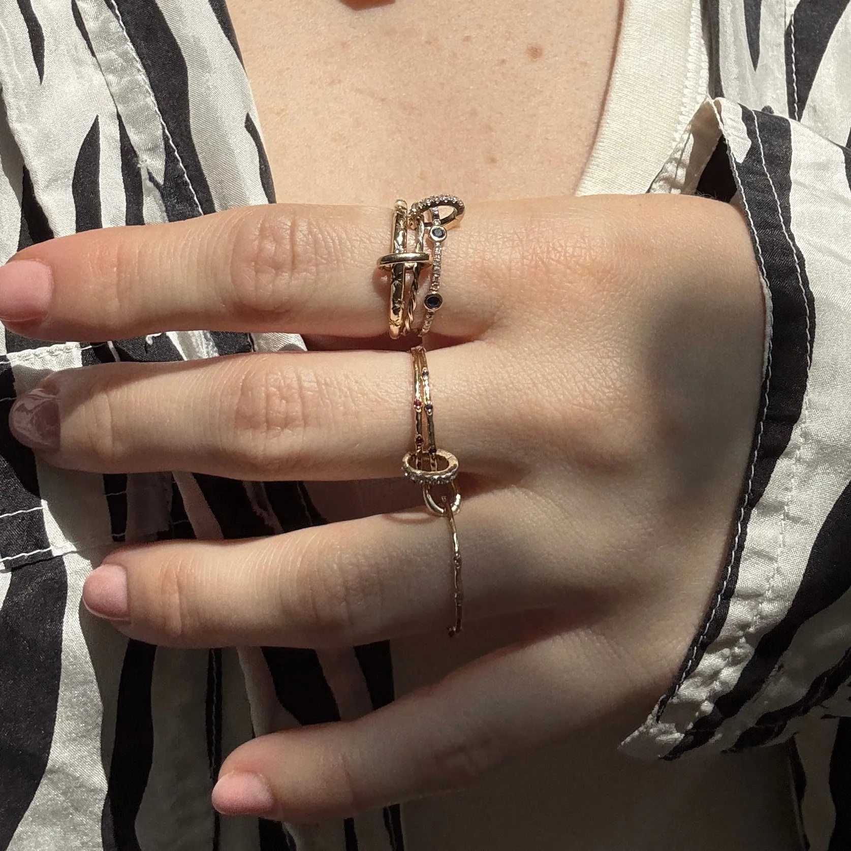 Solid Gold Delicate Celestial Stacking Ring