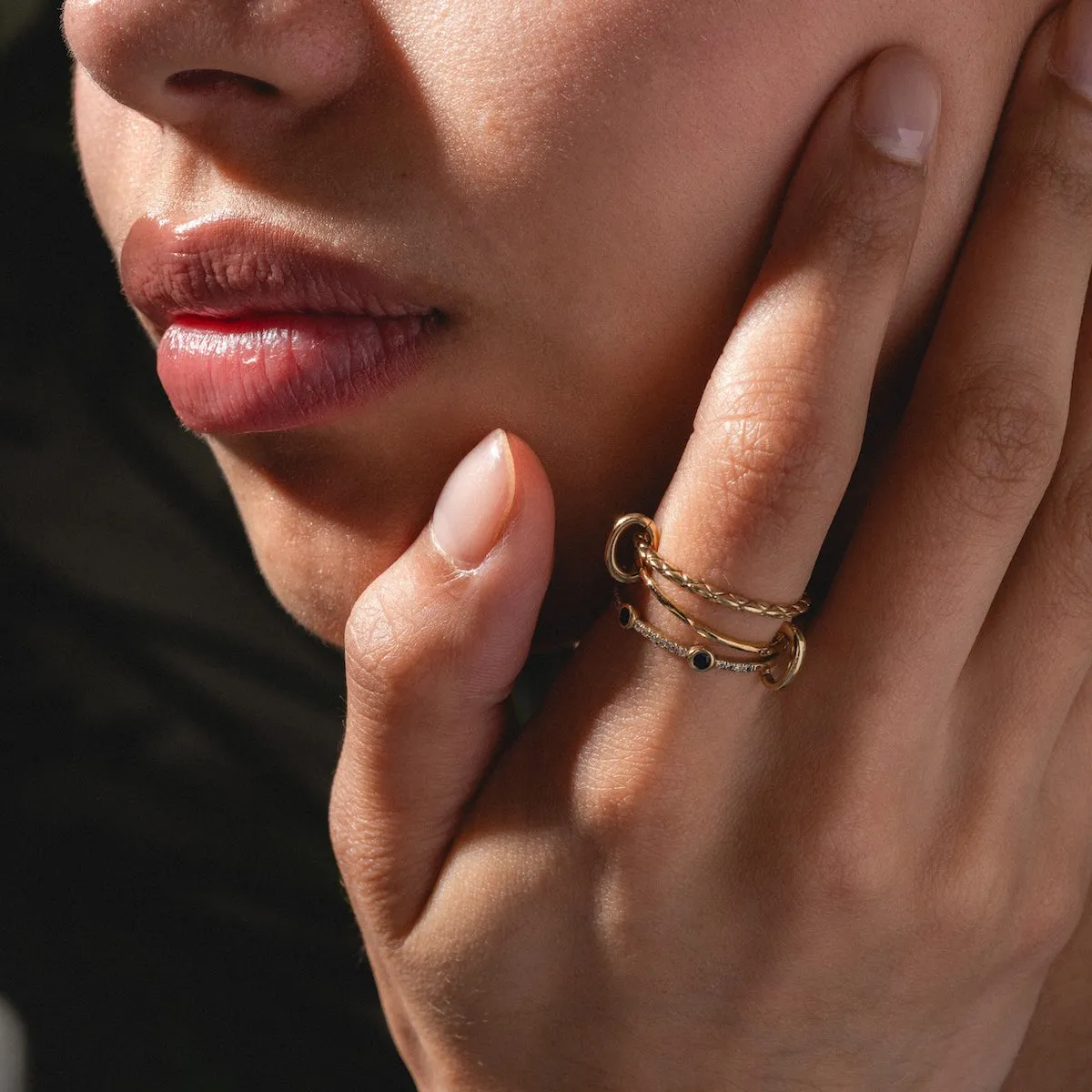 Solid Gold Delicate Woven Stacking Ring