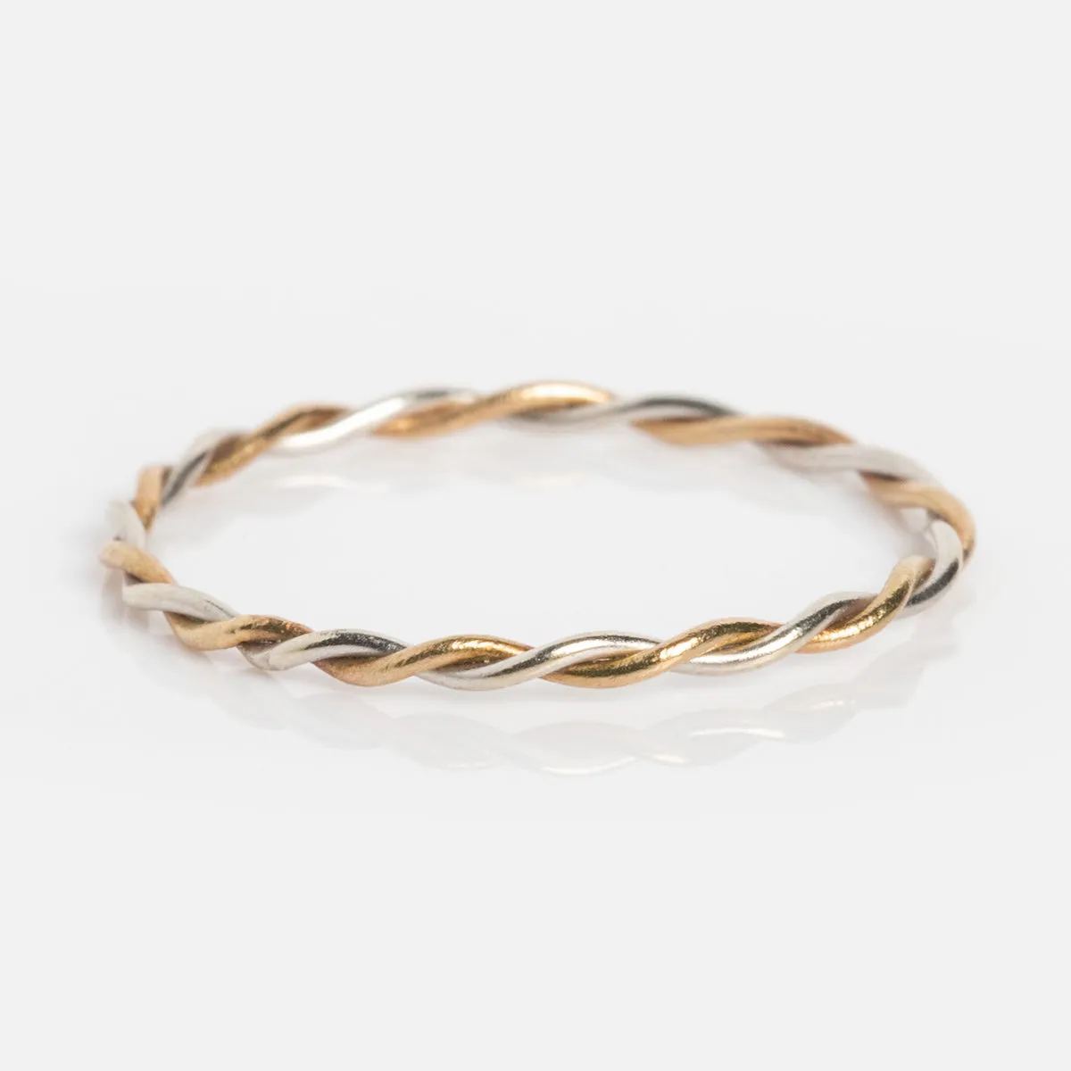 Solid Gold Featherweight Mixed Metal Stacking Ring