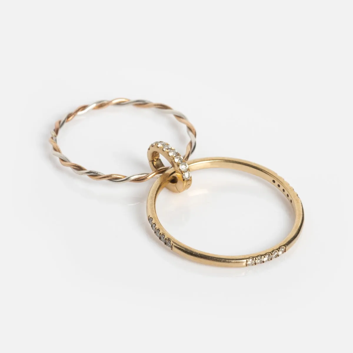 Solid Gold Featherweight Mixed Metal Stacking Ring