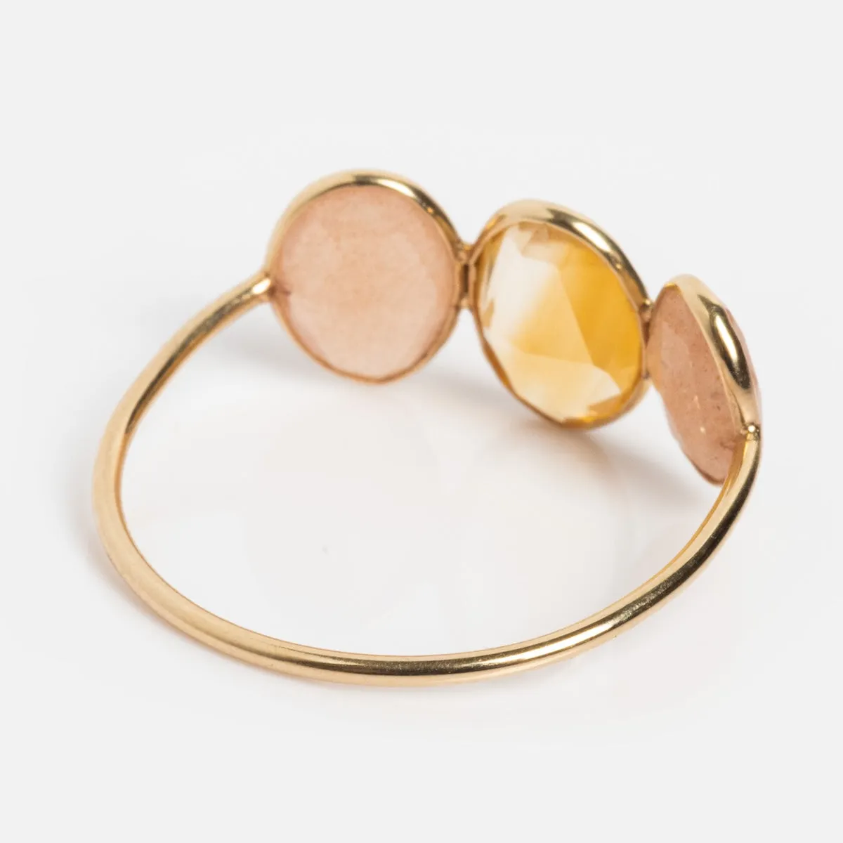 Solid Gold Morning Light Citrine and Sunstone Ring