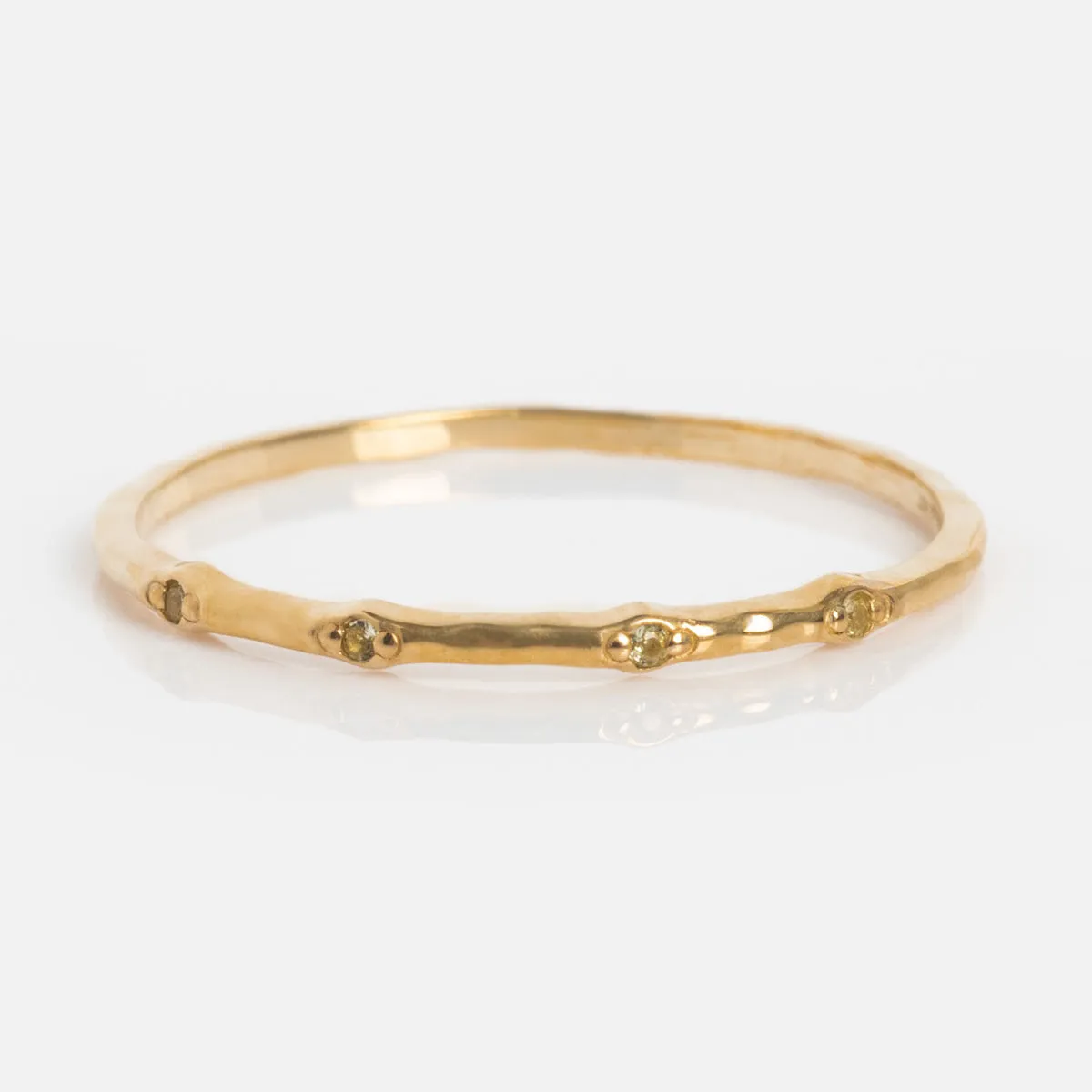 Solid Gold Textured Birthstone Stacking Ring