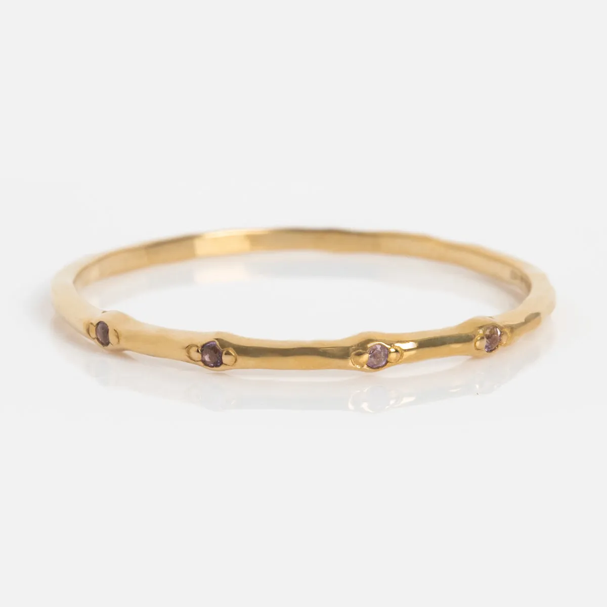 Solid Gold Textured Birthstone Stacking Ring