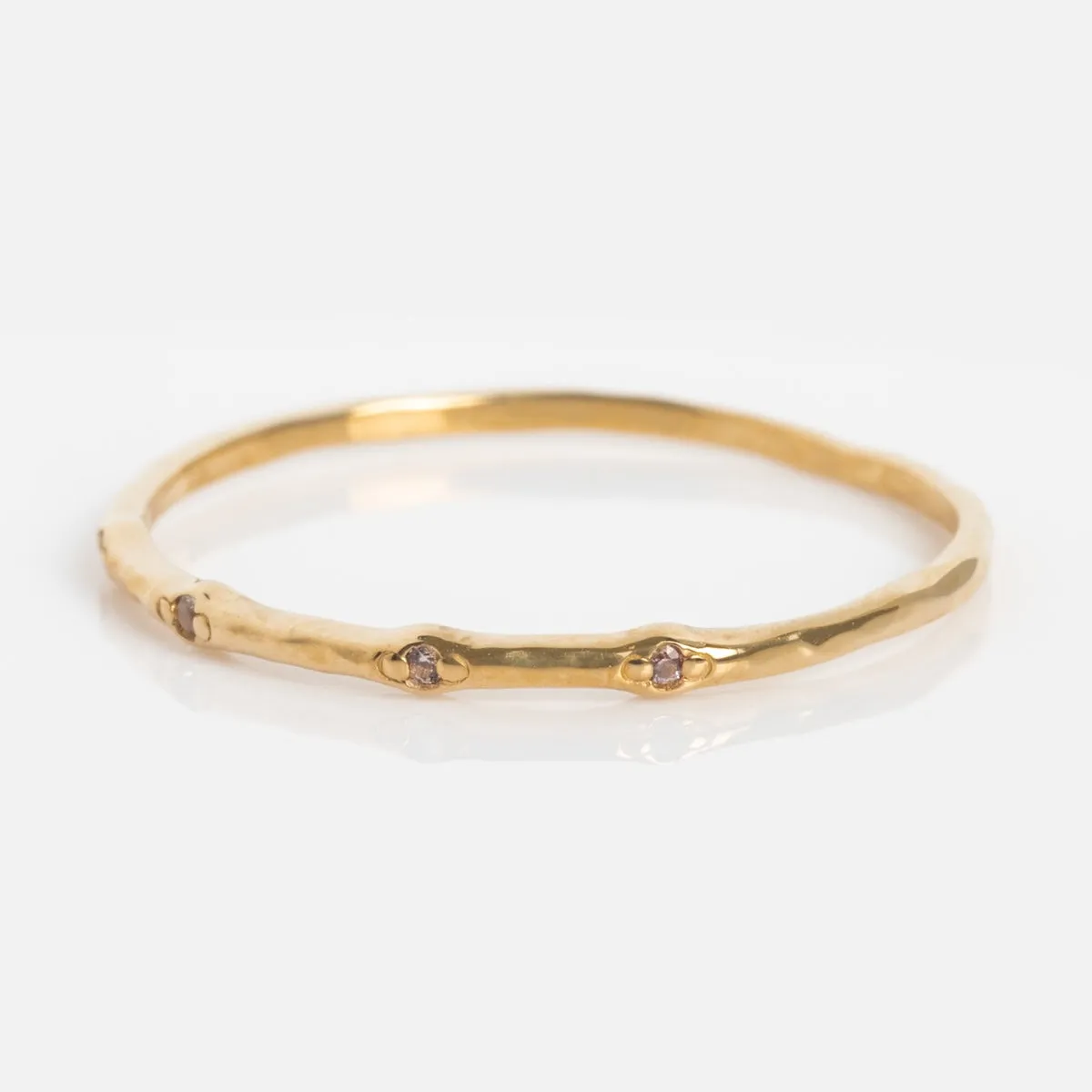 Solid Gold Textured Birthstone Stacking Ring