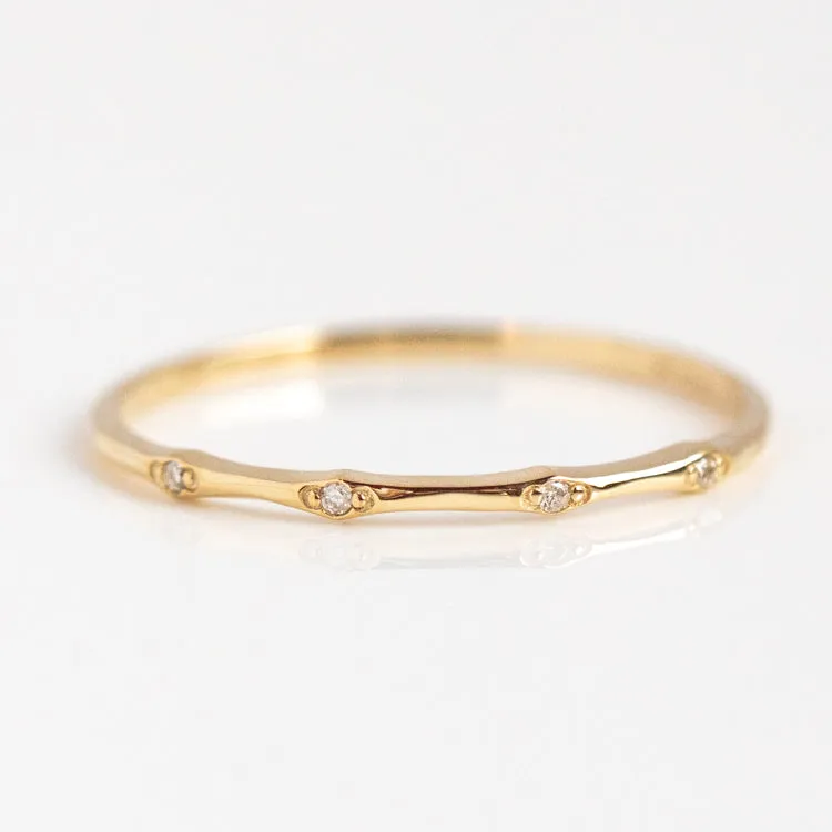 Solid Gold Textured Birthstone Stacking Ring