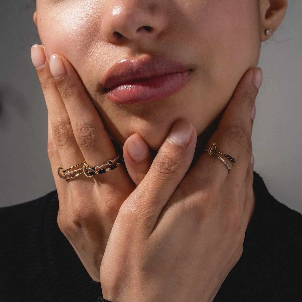 Solid Gold Textured Birthstone Stacking Ring