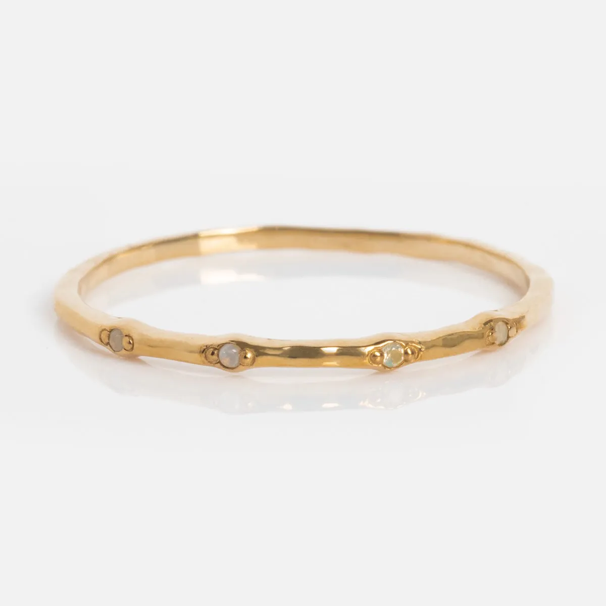 Solid Gold Textured Birthstone Stacking Ring