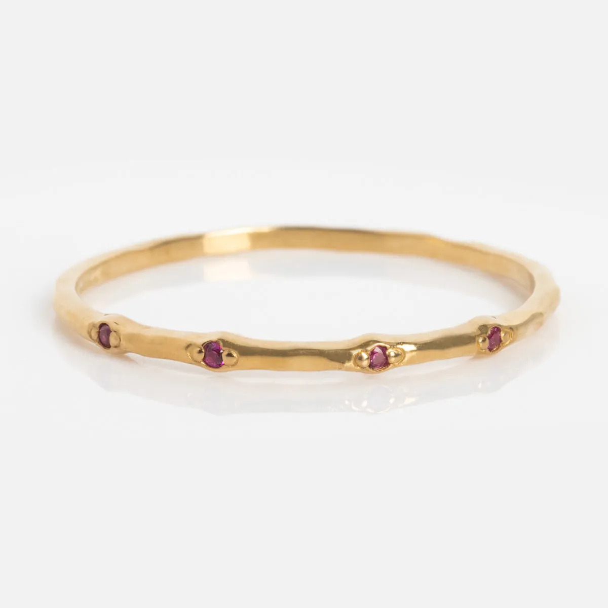 Solid Gold Textured Birthstone Stacking Ring
