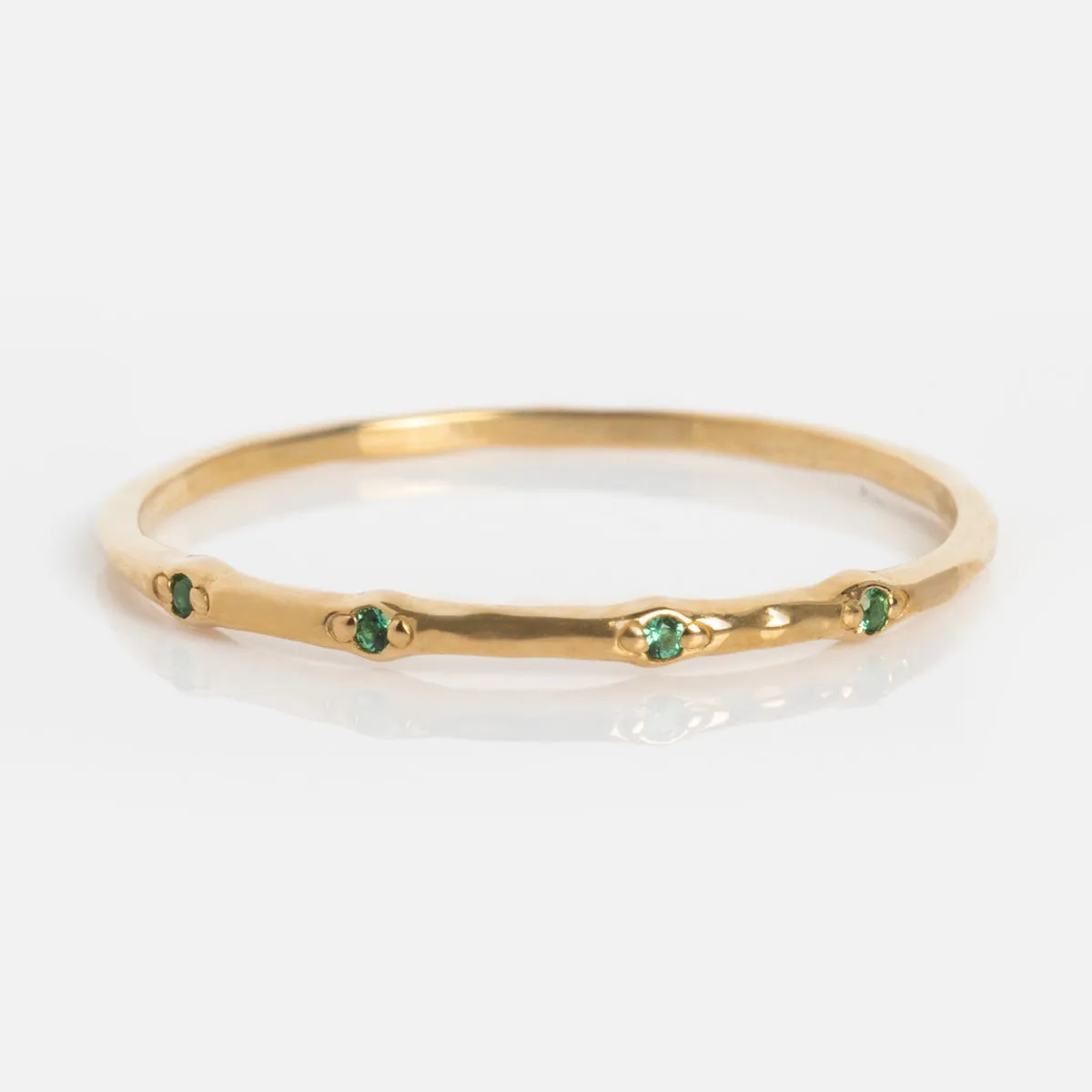 Solid Gold Textured Birthstone Stacking Ring