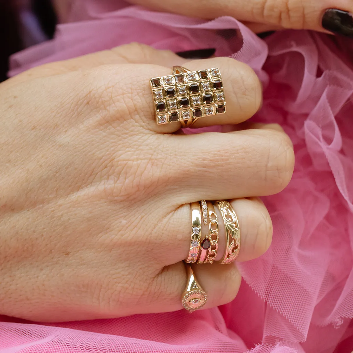 Solid Gold Vintage Inspired Diamond Band