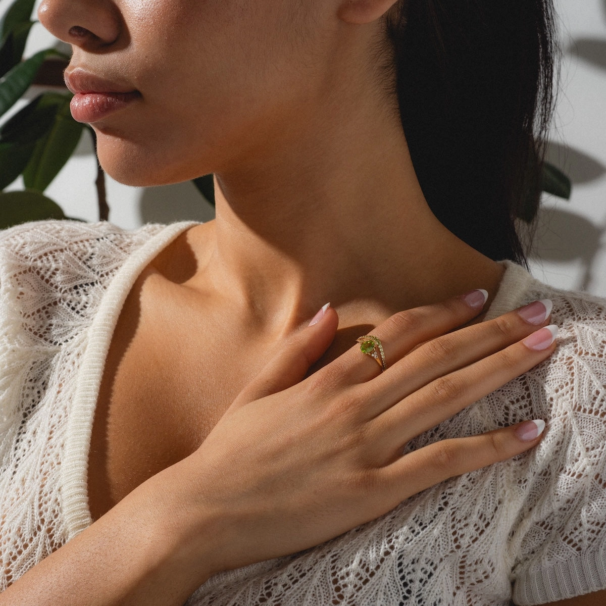 Solid Gold 2025 August Capsule Peridot Ring Set with Free Gift