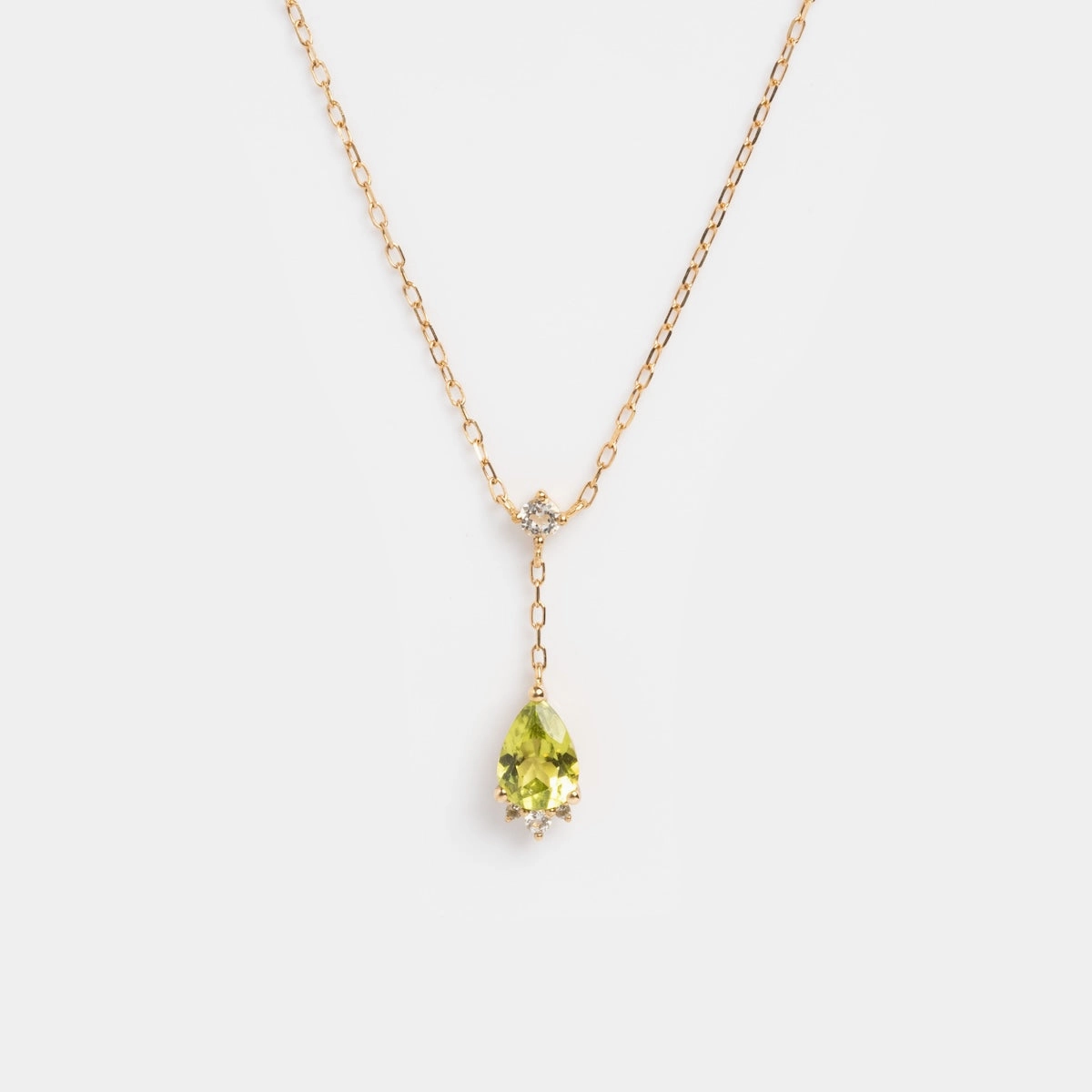 Solid Gold 2025 August Capsule Vintage Inspired Peridot Drop Necklace