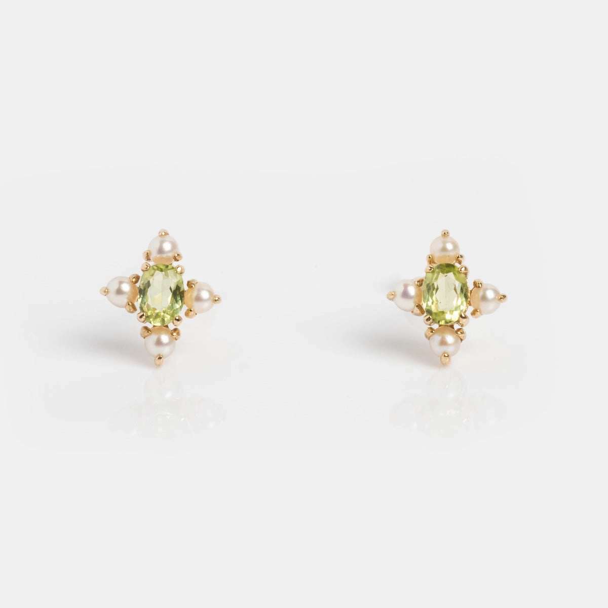 Solid Gold 2025 August Capsule Vintage Inspired Peridot Stud Earrings