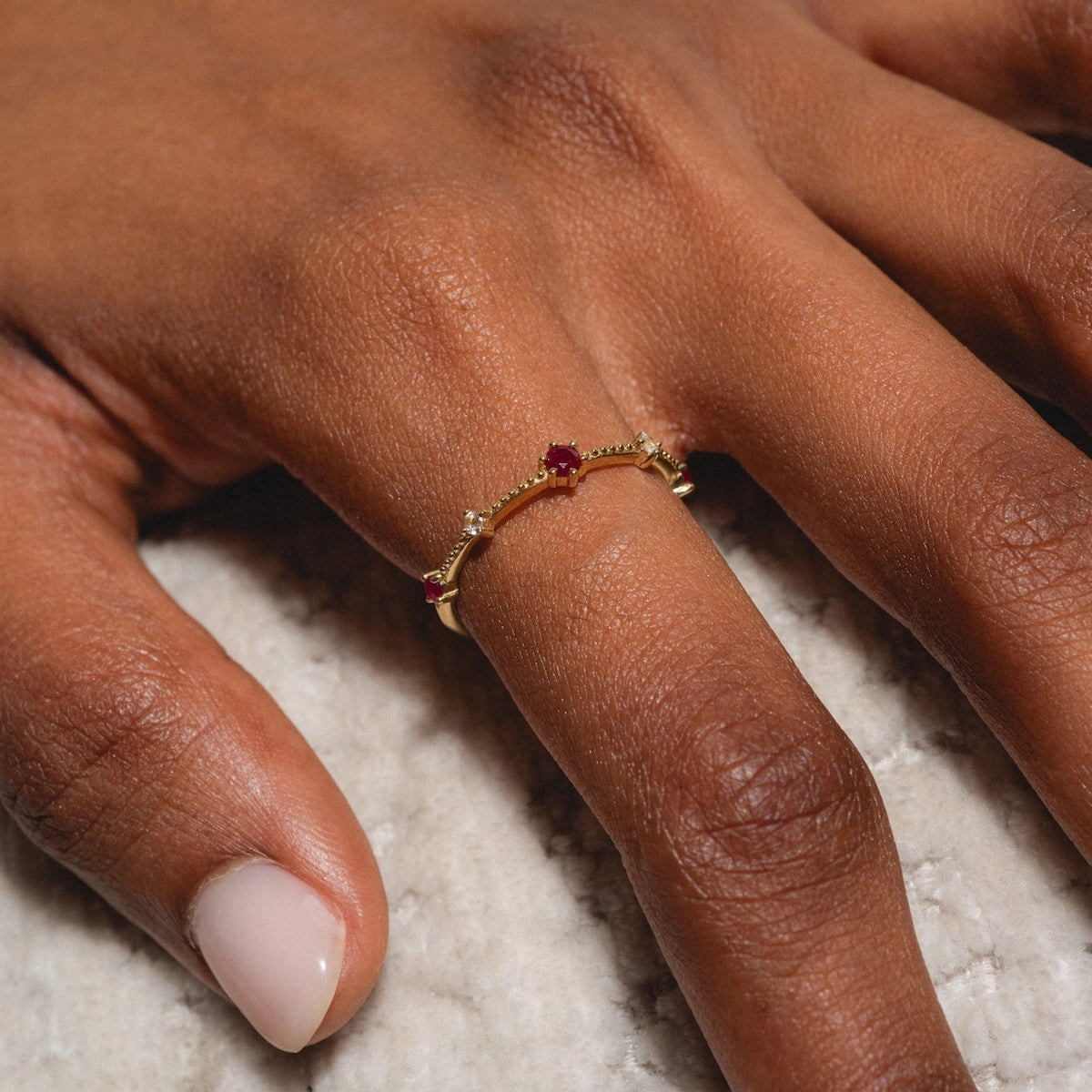 Solid Gold 2025 July Capsule Ruby Ring Set with Free Gift