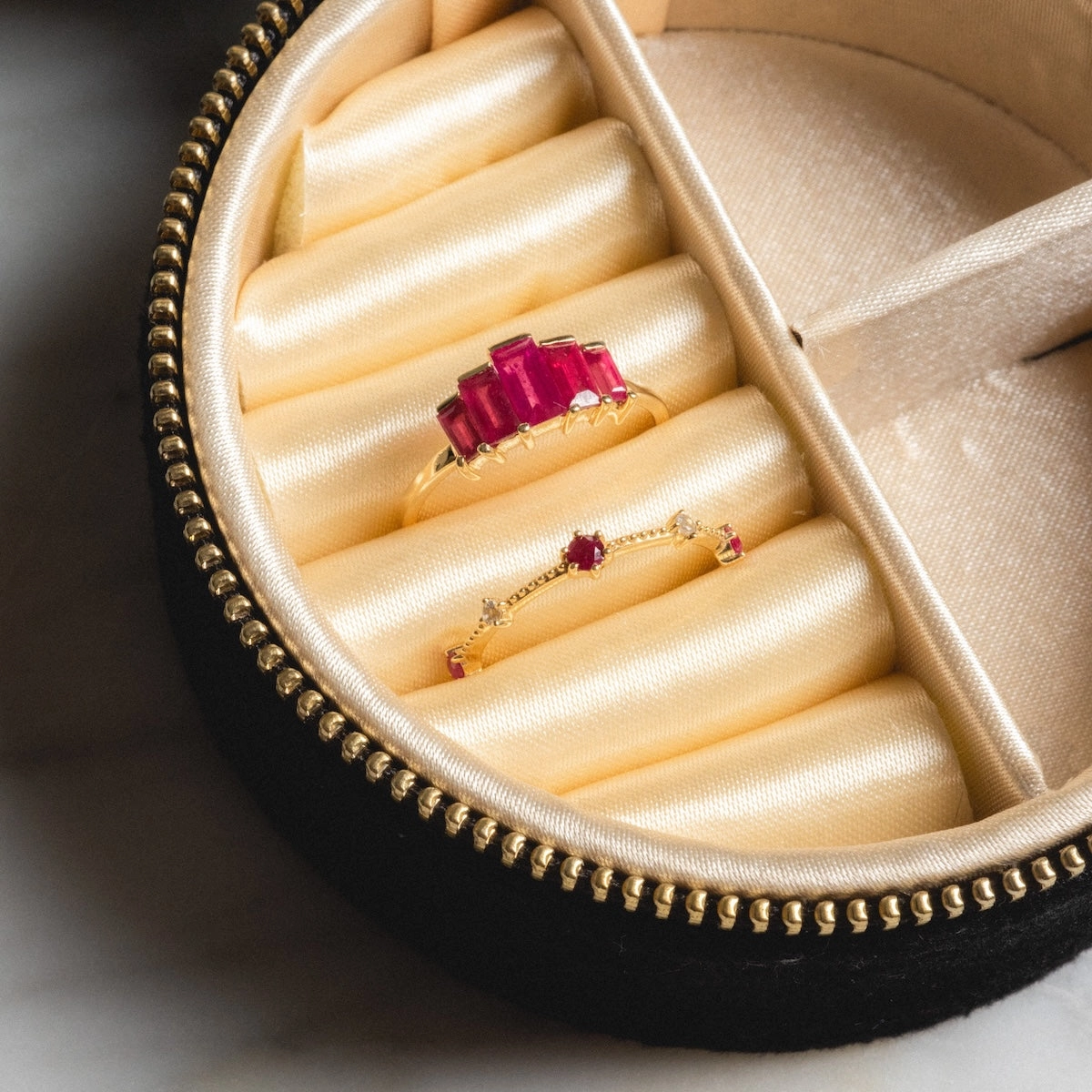 Solid Gold 2025 July Capsule Ruby Ring Set with Free Gift