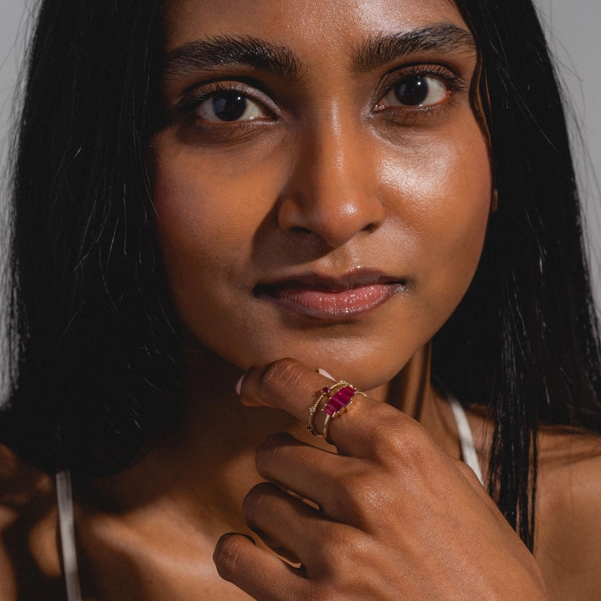 Solid Gold 2025 July Capsule Ruby Ring Set with Free Gift