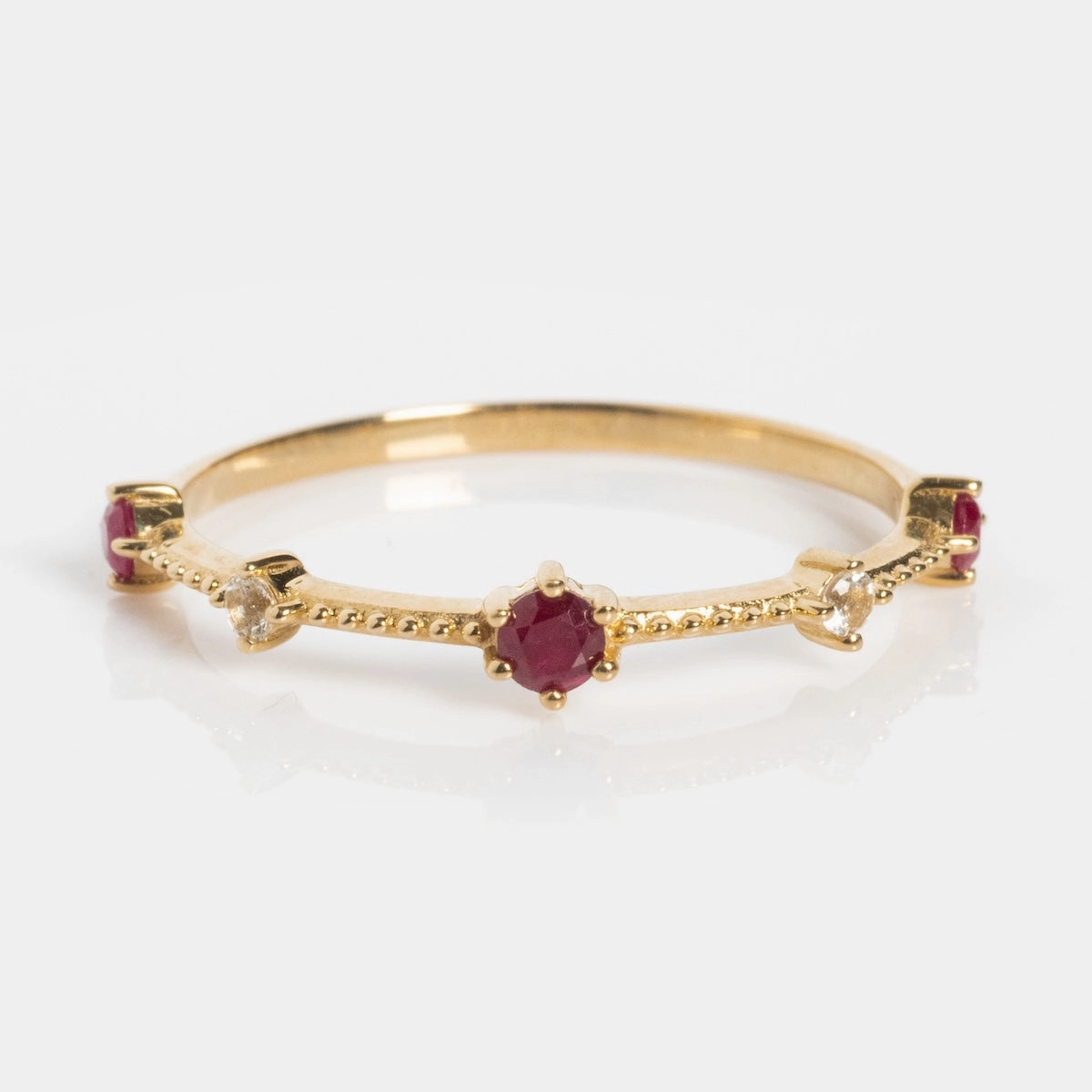 Solid Gold 2025 July Capsule Ruby Ring Set with Free Gift