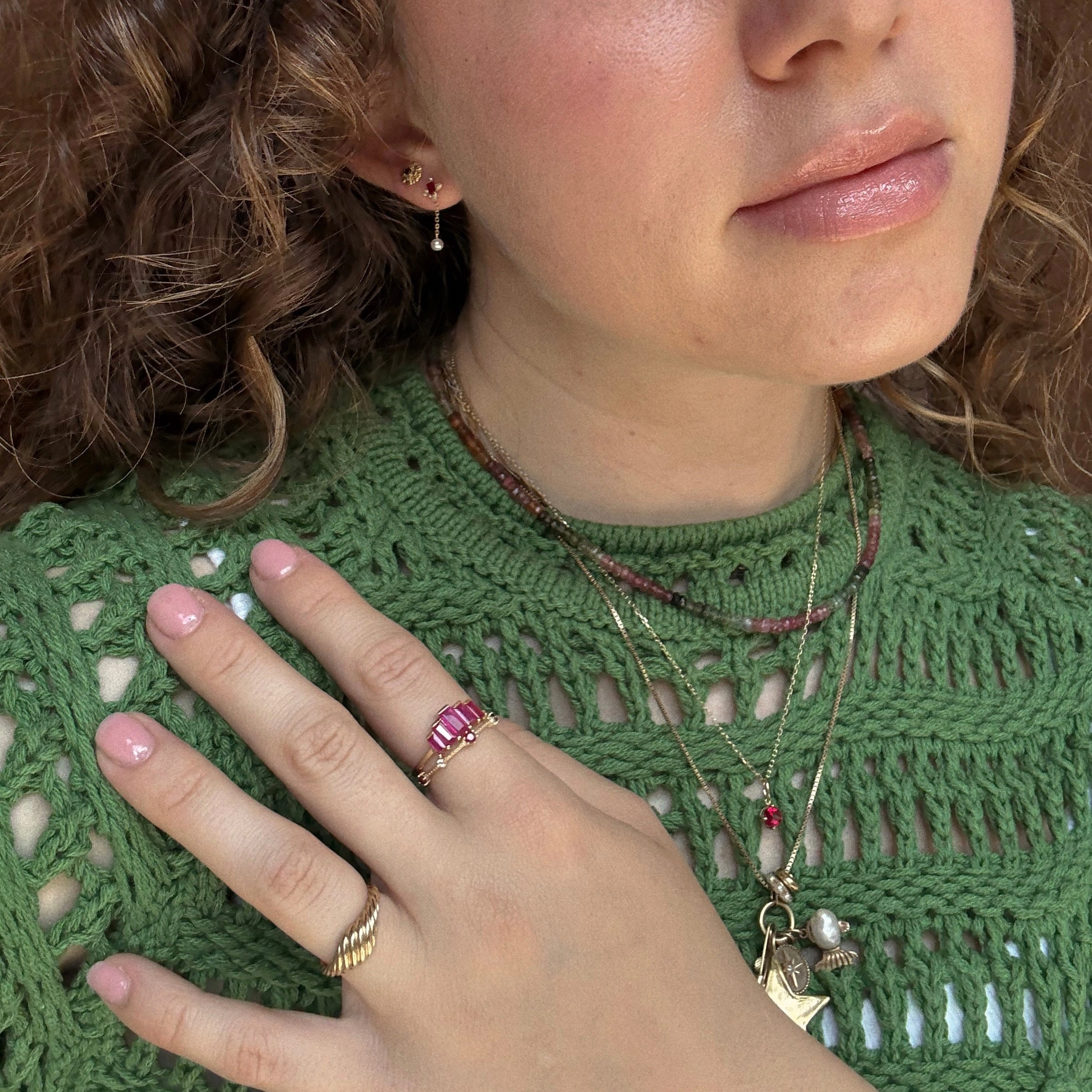 Solid Gold 2025 July Capsule Ruby Ring Set with Free Gift