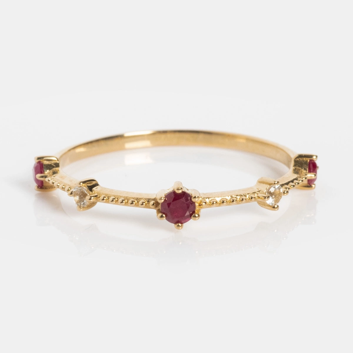 Solid Gold 2025 July Capsule Ruby Ring Set with Free Gift