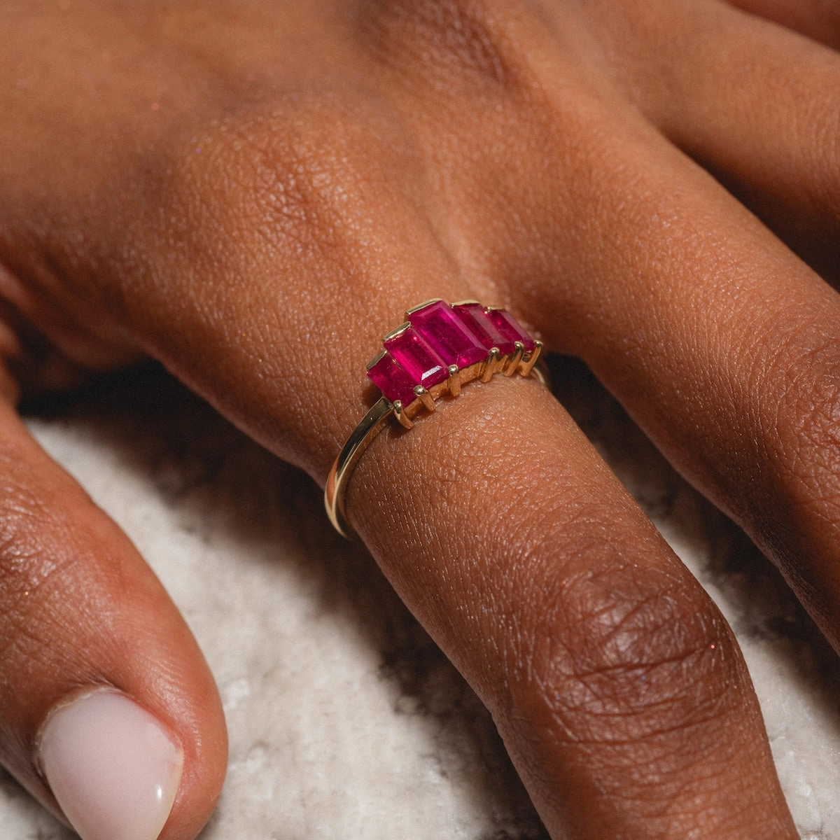 Solid Gold 2025 July Capsule Ruby Ring Set with Free Gift