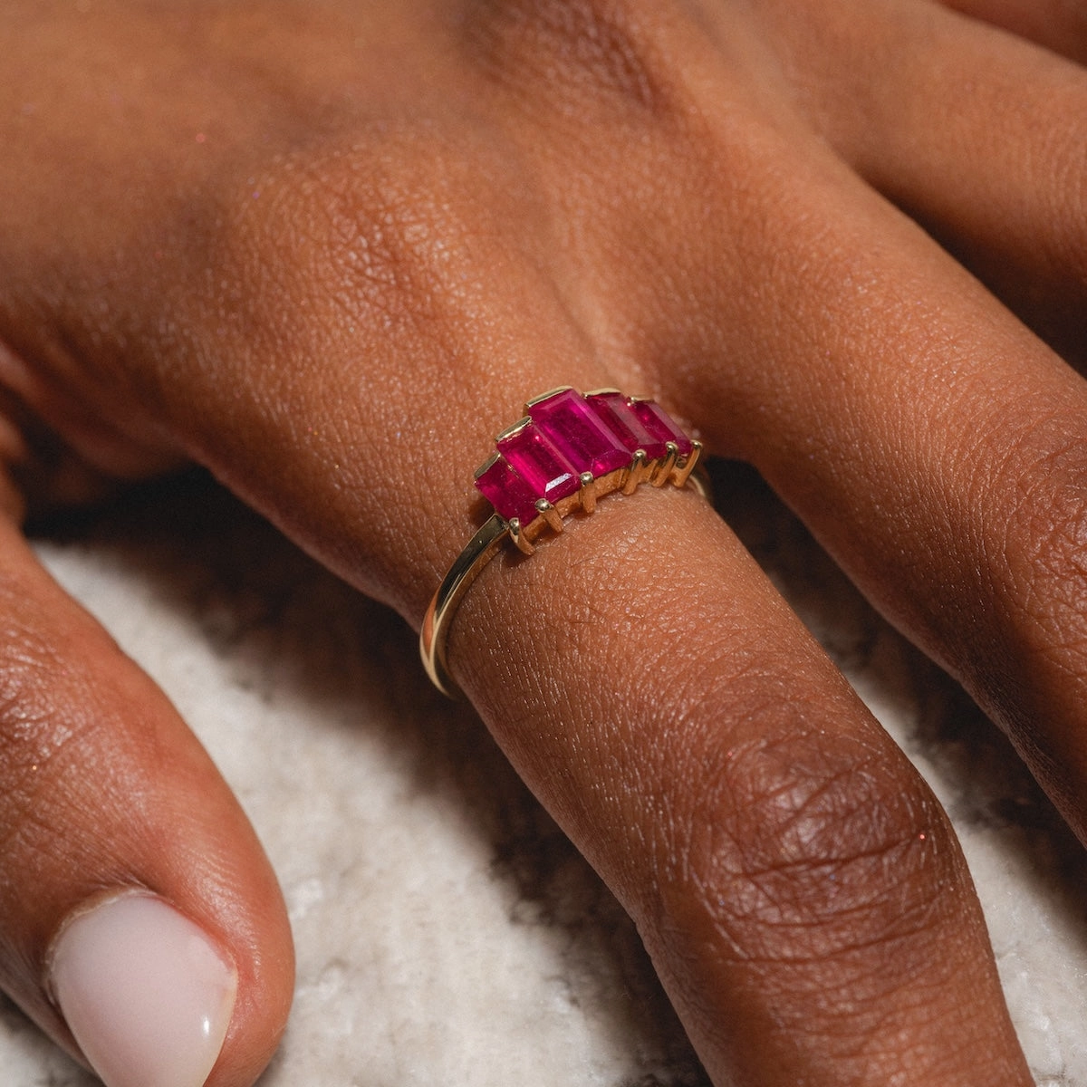Solid Gold 2025 July Capsule Ruby Ring Set with Free Gift