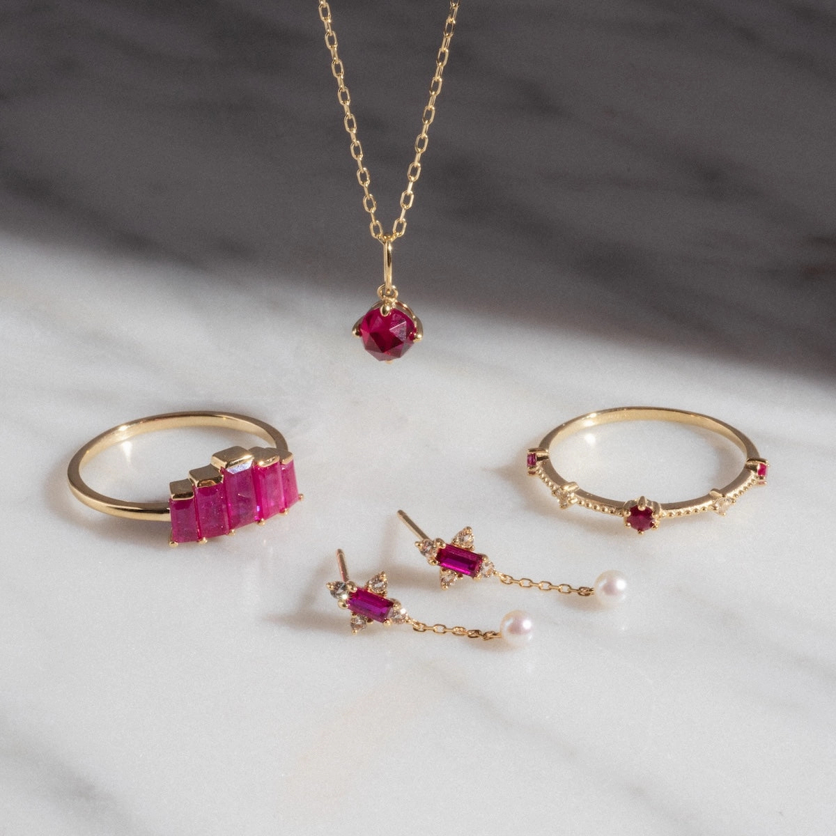 Solid Gold 2025 July Capsule Ruby Statement Set with Free Gift