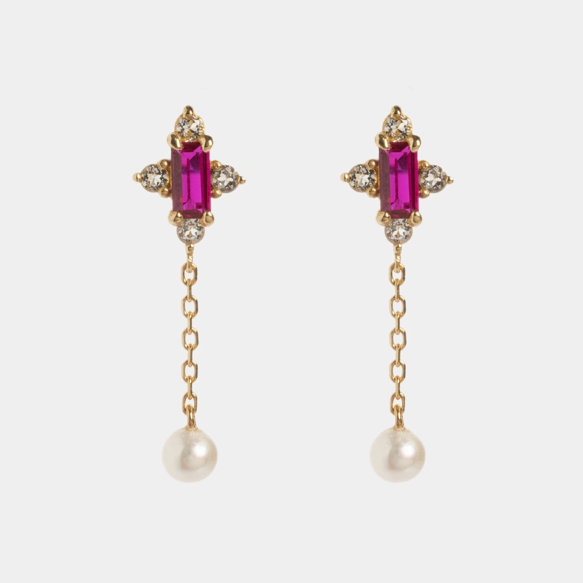 Solid Gold 2025 July Capsule Vintage Inspired Ruby Drop Earrings
