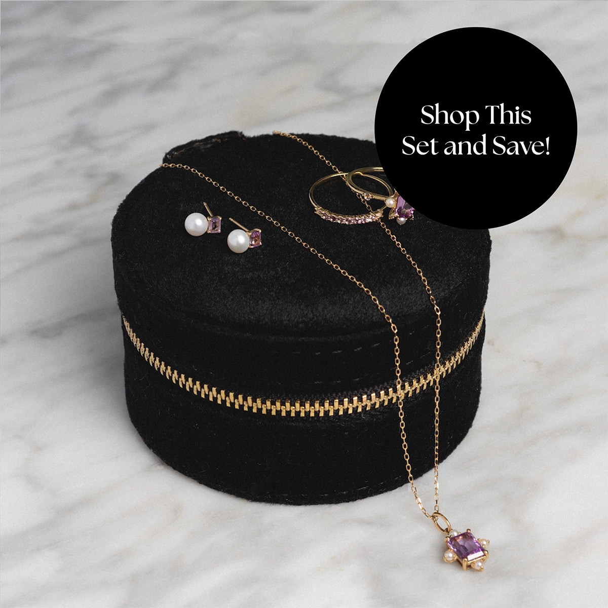 Solid Gold 2025 June Capsule Alexandrite and Pearl Full Set with Free Gift