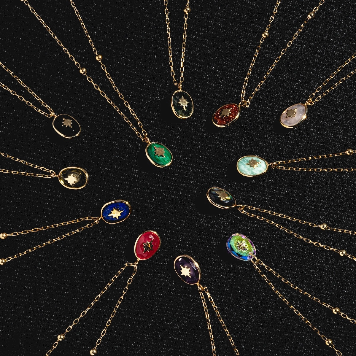 Solid Gold Crystal Amulet Necklace for Manifestation