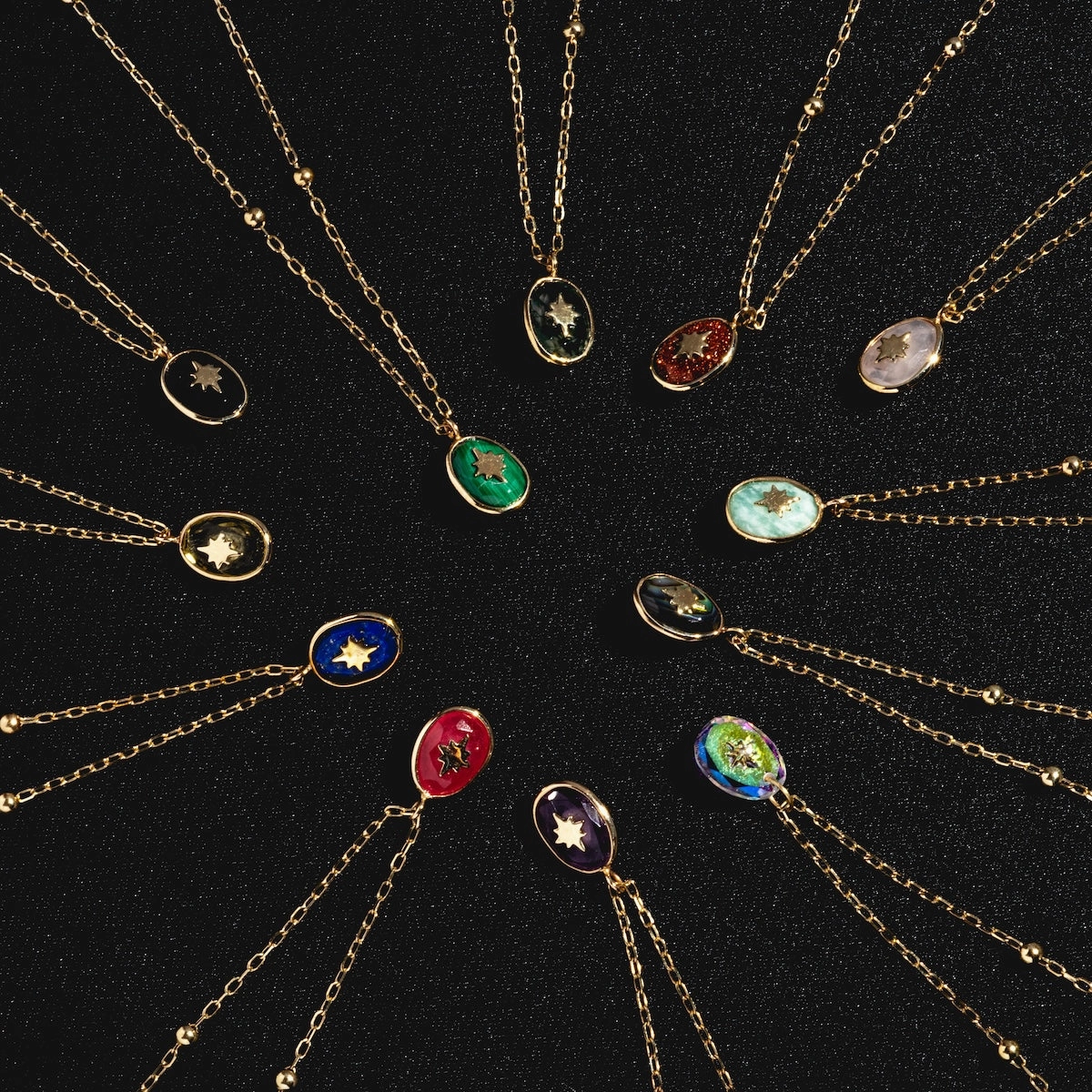 Solid Gold Crystal Amulet Necklace for Manifestation