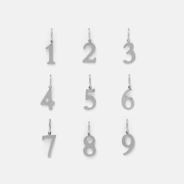 Solid Gold Number Charm in White Gold