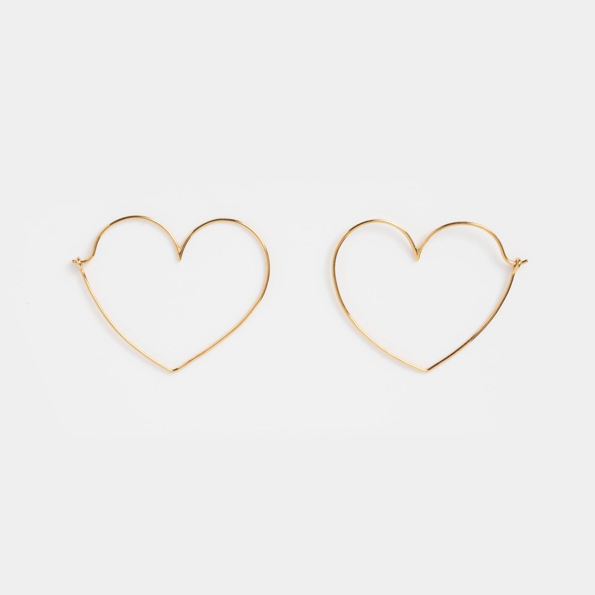 Solid Gold Slim Heart Hoops