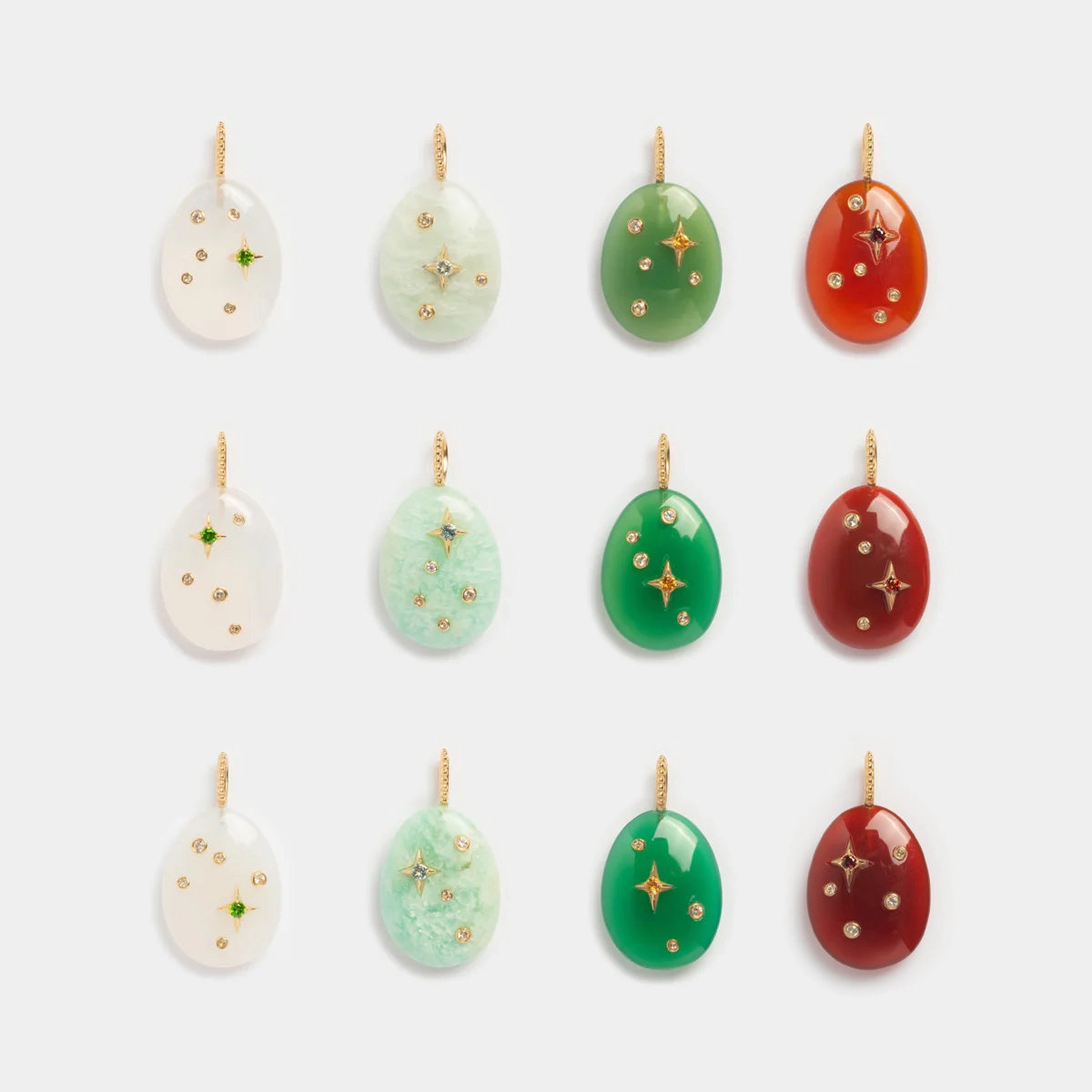 Solid Gold Zodiac Constellation Crystal Charm