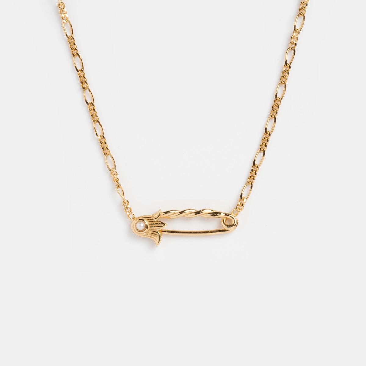 Sonnet Safety Pin Charm Holder Necklace