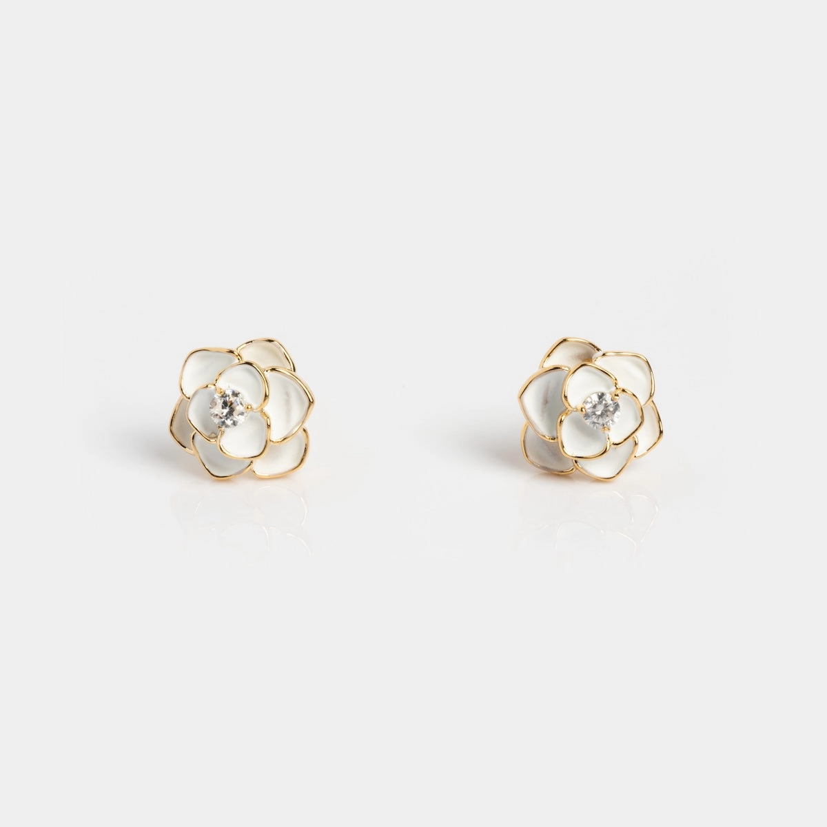 Sparkling White Rose Studs