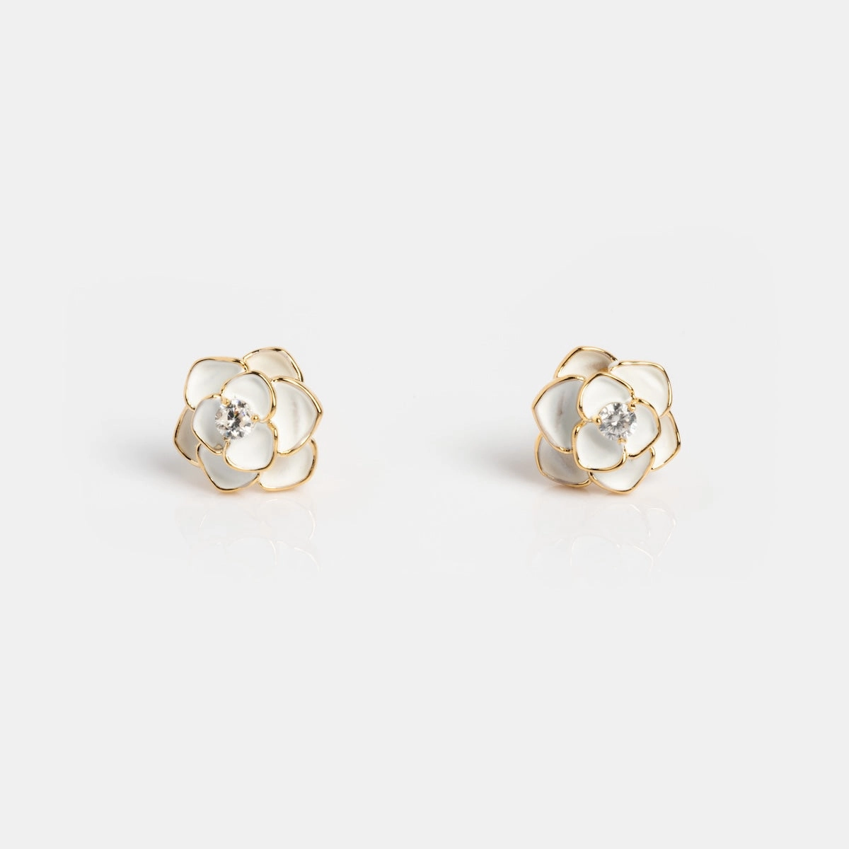 Sparkling White Rose Studs