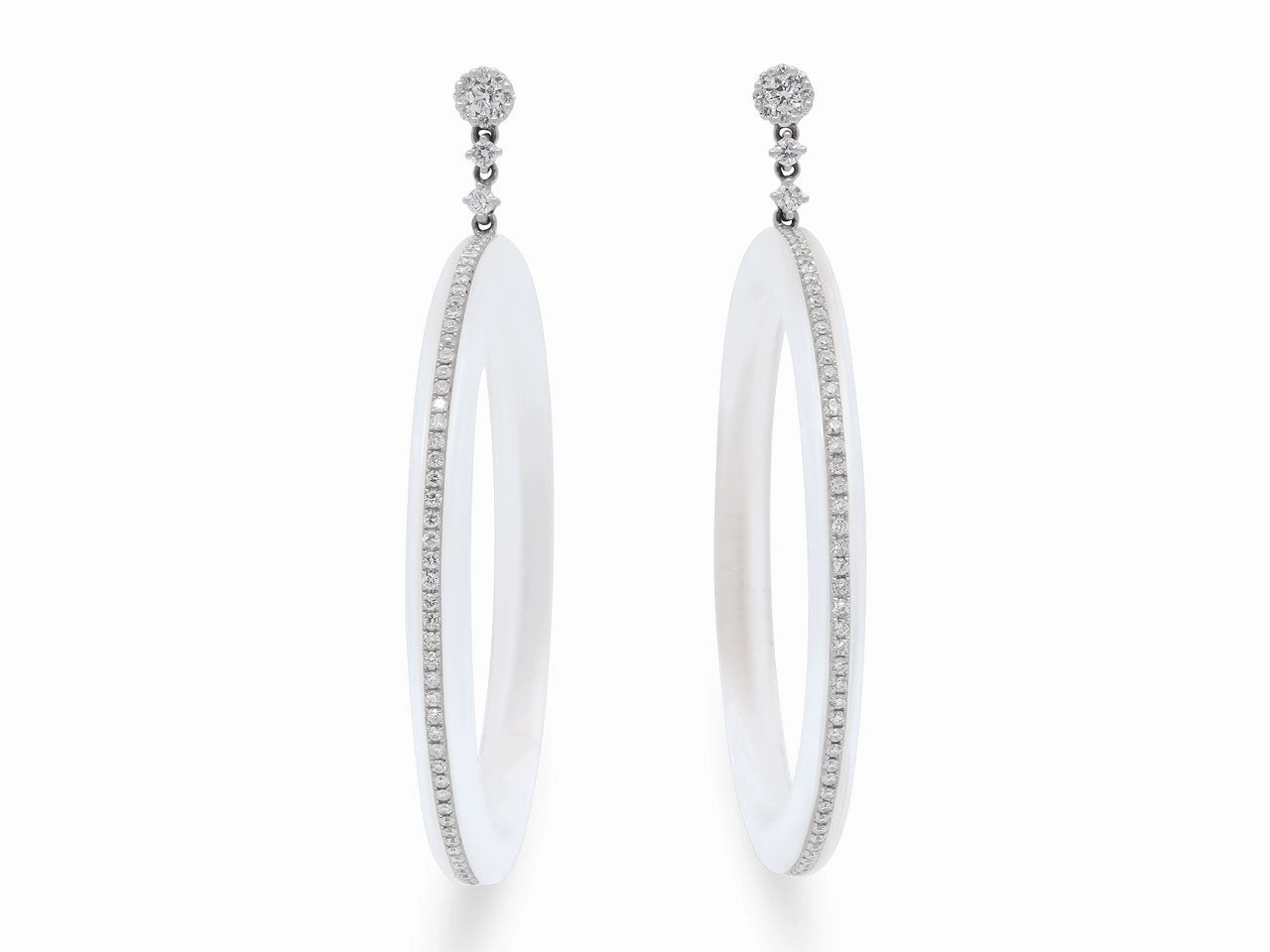 Sue Gragg Crystal and Diamond Earrings in 18K White Gold
