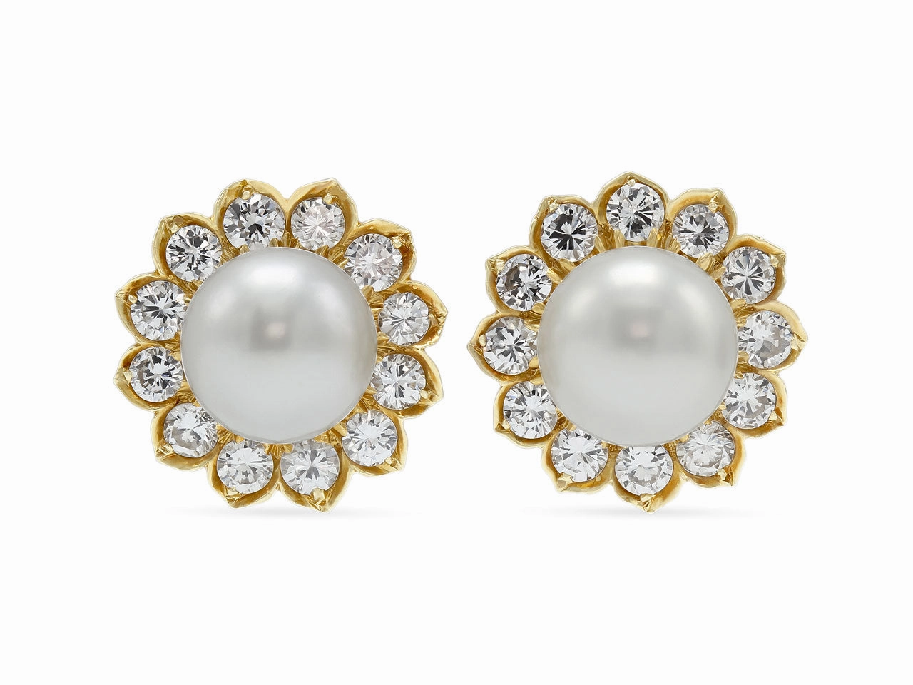 Tallarico Pearl and Diamond Earrings in 18K Gold